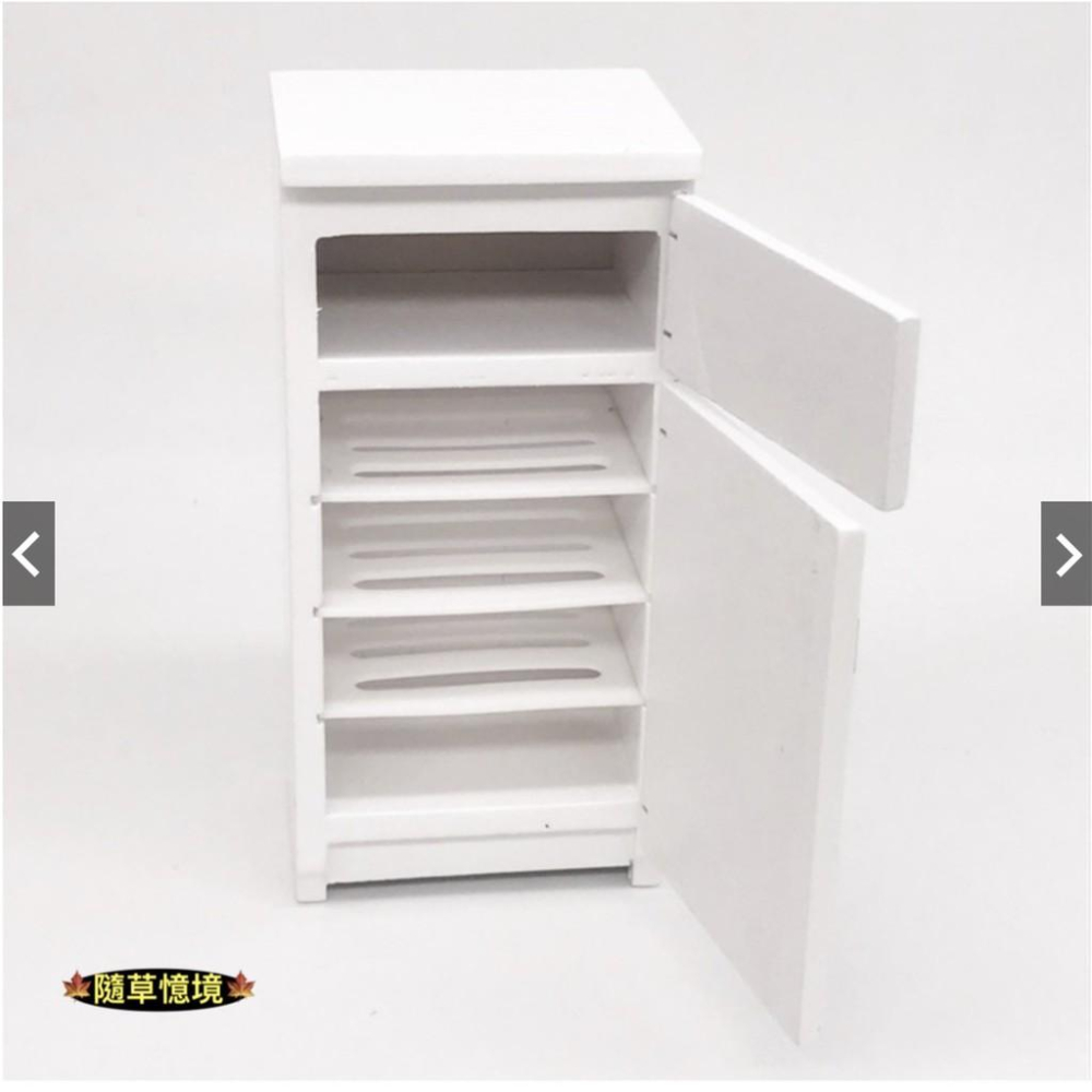 （木質手作，可開門）迷你 仿真 電冰箱 冰箱 冰櫃 食玩 娃娃屋 模型 微縮場景-細節圖8