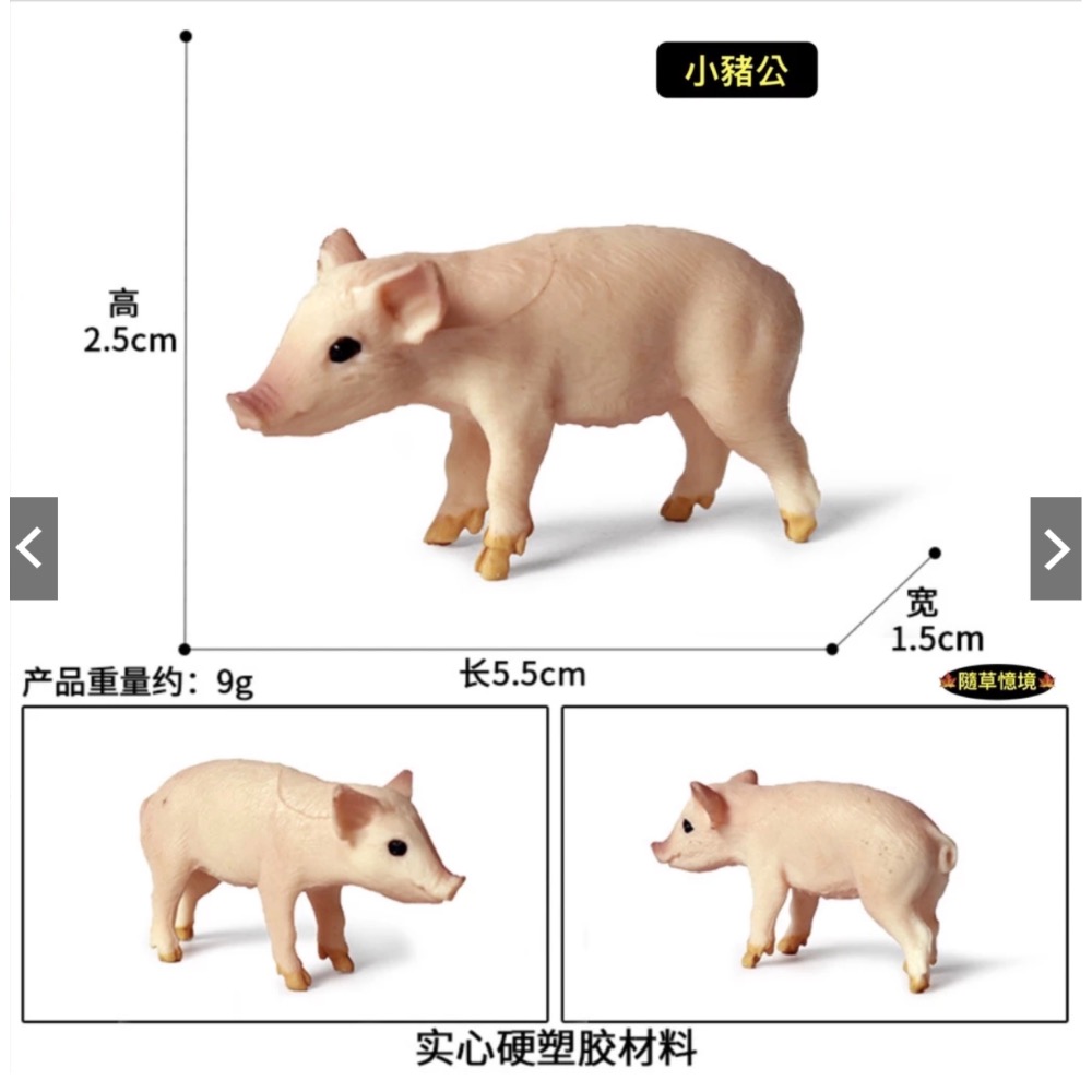 （6款）SPG 仿真 豬公 母豬 小豬 越南豬 花豬 迷你豬 實心 動物模型 野生動物 兒童玩具 益智-規格圖10