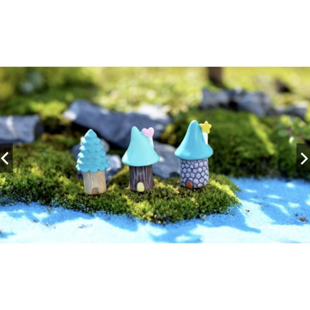 （3入）卡通樹屋房子 樹屋 微景觀擺件 樹脂工藝品  DIY造景飾品 配件素材-細節圖3