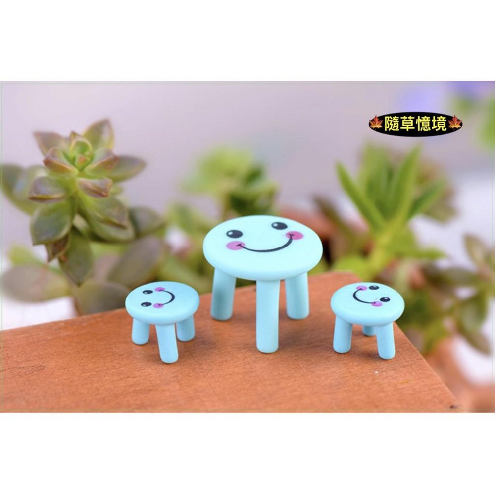 （多款大/小）表情 桌椅 板凳 桌子 椅子 微景觀仿真卡通場景 帶表情 笑臉 椅子 樹脂工藝品-細節圖5