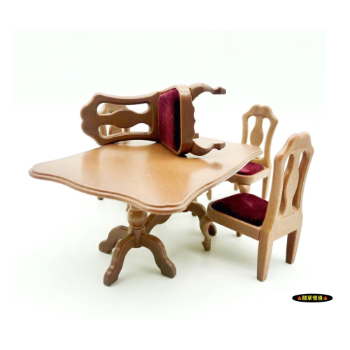 （5件套）迷你仿真 餐桌 桌子 椅子 方形桌 餐椅 餐廳 廚房 場景 娃娃屋 袖珍 食玩 微縮 微景觀 模型