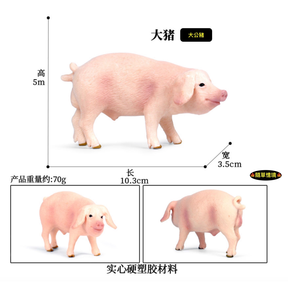 （6款高品質畫工）仿真 豬 母豬 豬公 黑豬 野豬 肉豬 大豬公 公豬 肥豬 農場 家禽 動物模型 公仔 SPG-細節圖8