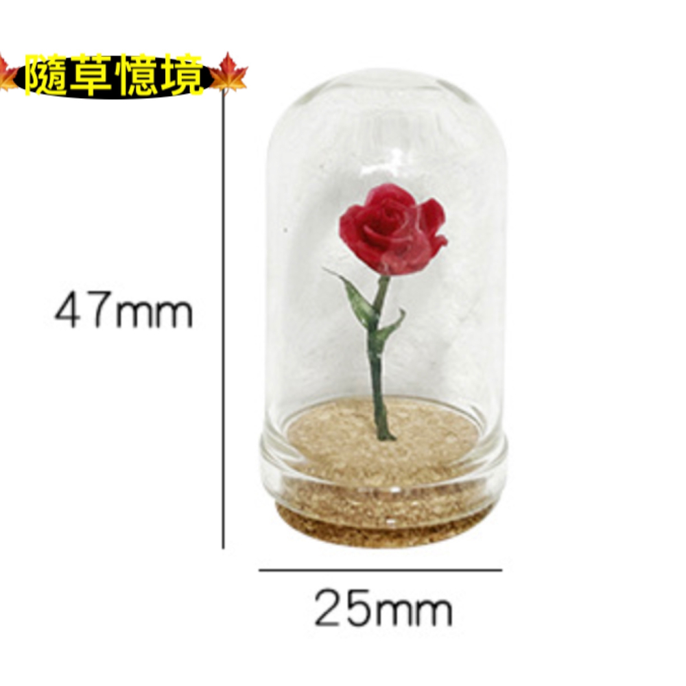 （5色）玫瑰花 植物花 小王子 守護的 玻璃罩花 花 花朵 K147 娃娃屋 袖珍 微縮 食玩 微景觀 模型-細節圖3