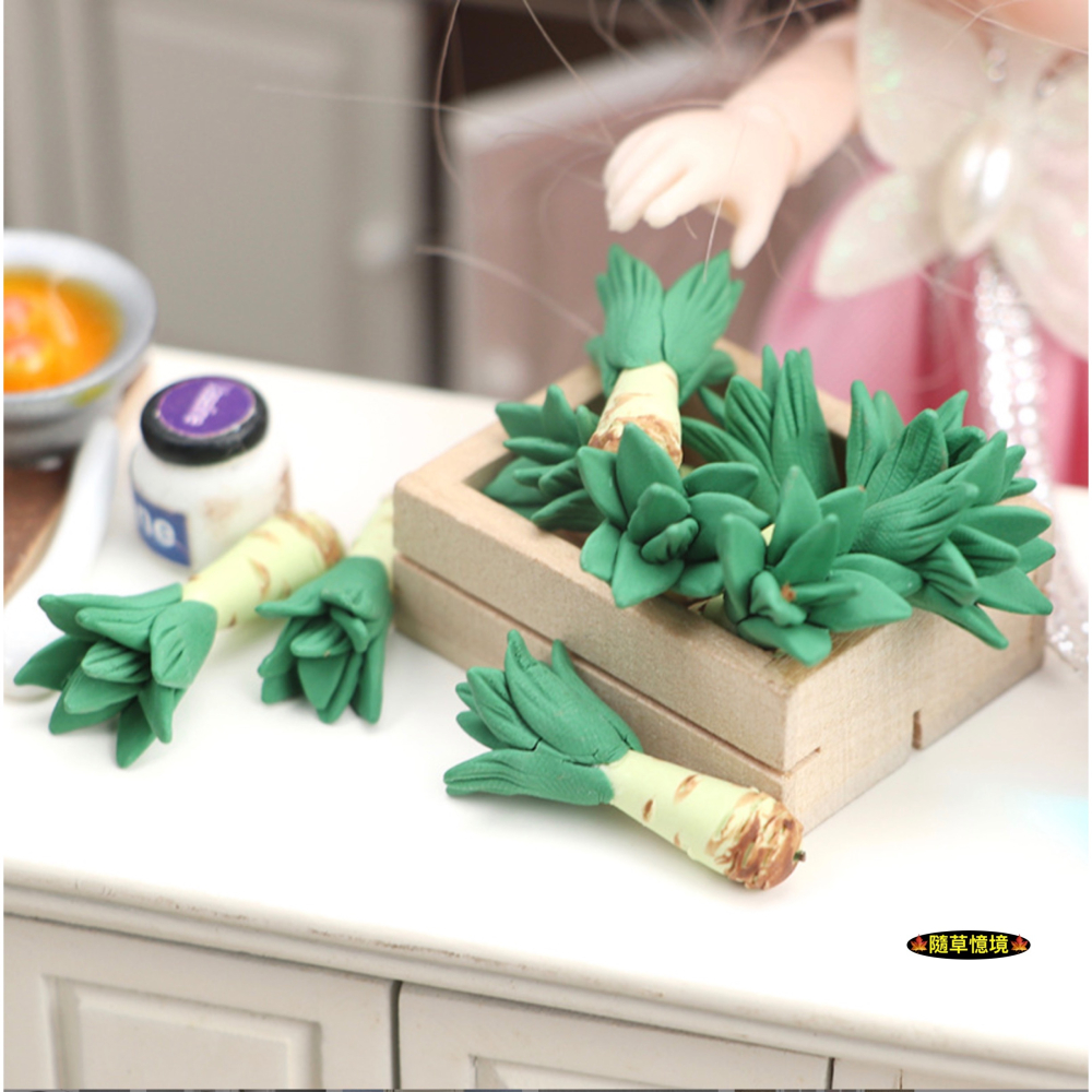 （高檔1入/5入）迷你仿真 萵苣 筍 青菜 白蘿蔔 硬質 手工粘土 娃娃屋 袖珍 微縮 食玩 微景觀 模型-細節圖2