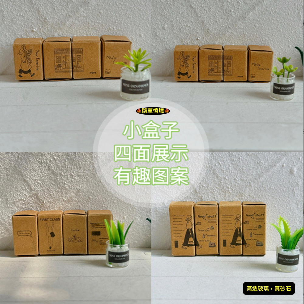 （8款璃盒裝）迷你仿真 綠植 盆栽 盆栽草 盆景 花盆 盆景 K149 娃娃屋 1:12 袖珍 微縮 食玩 微景觀模型-細節圖8