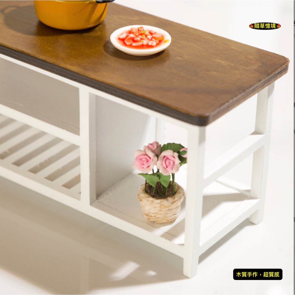 （高檔木質手作）迷你仿真 桌子 書桌 電腦桌 桌子 置物桌 餐桌 娃娃屋 袖珍 微縮 食玩 微景觀 模型-細節圖9