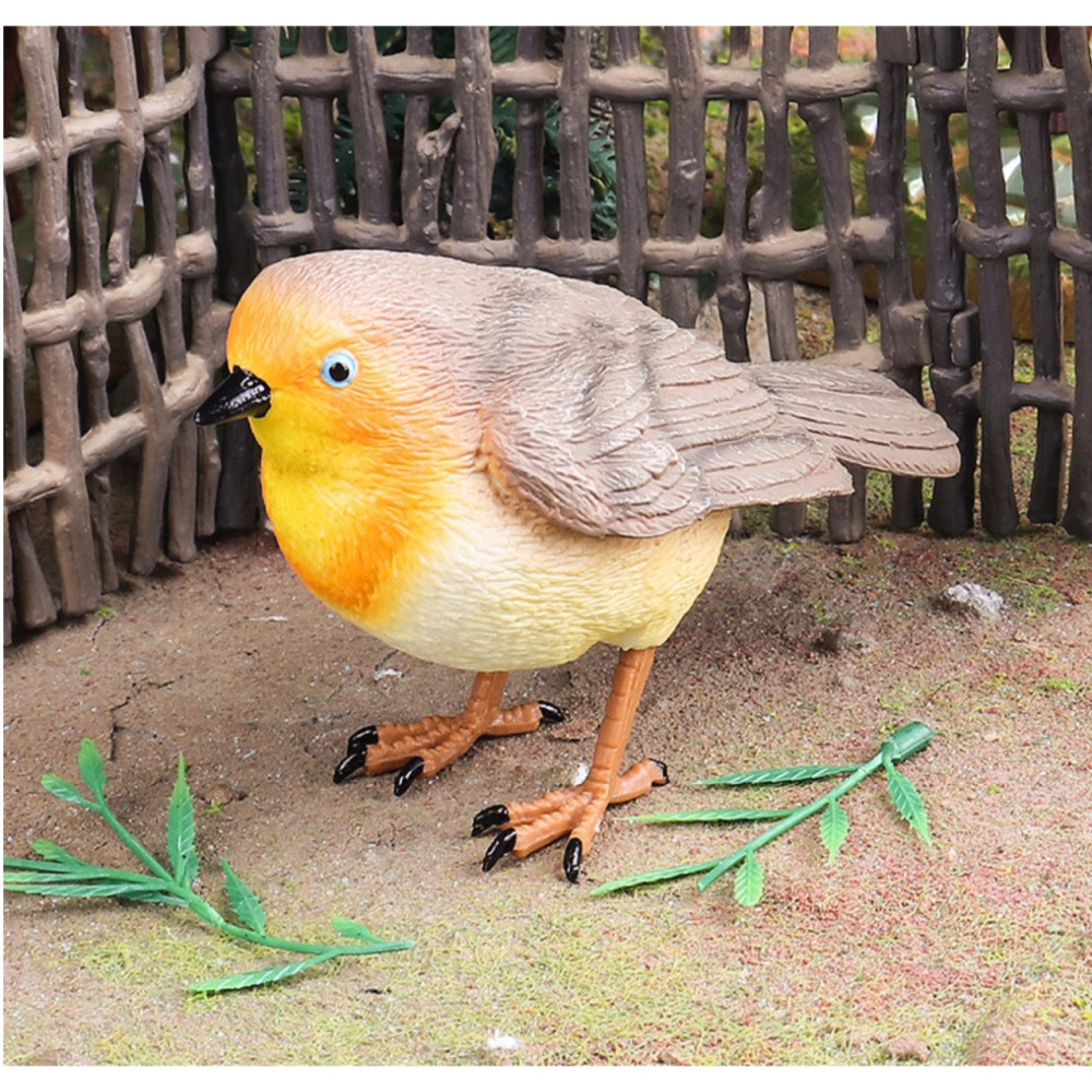 （3款高品質畫工）仿真實心 文鳥 知更鳥 麻雀 飛禽 小鳥 鳥 咬木 模型 動物模型 野生動物 公仔 SPG-細節圖9