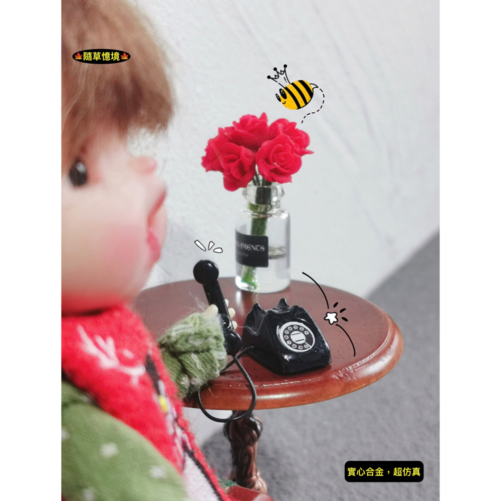 （4款）迷你仿真 固定電話 電話 復古電話 轉盤電話 B201 娃娃屋 袖珍 微縮 食玩 微景觀 模型-細節圖5