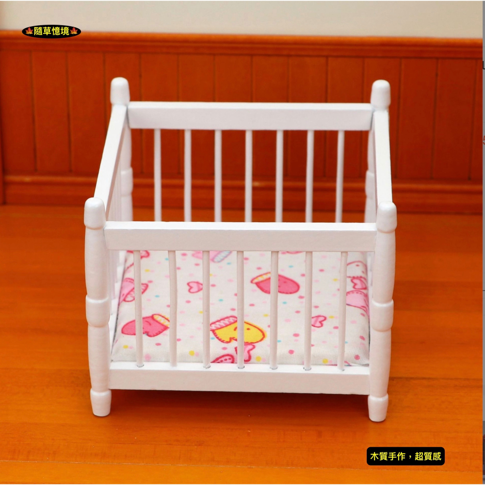 （木質手作）迷你仿真 嬰兒床 方形兒 童床 娃娃床 木床 床 娃娃屋 袖珍 微縮 食玩 微景觀 模型-細節圖4