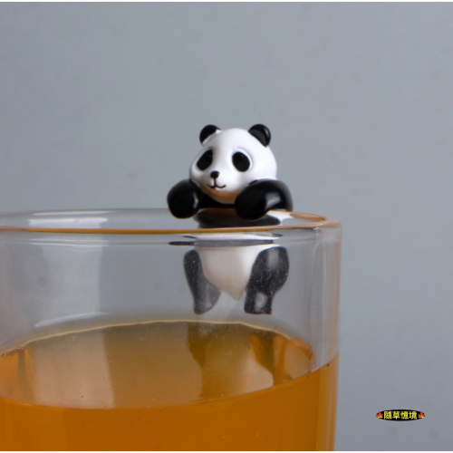 （高品質樹脂）立體 暖萌 趴款 熊貓 貓熊 杯緣子 創意 公仔 海藻球 杯子 園藝 造景 公仔 杯緣公仔 擺件