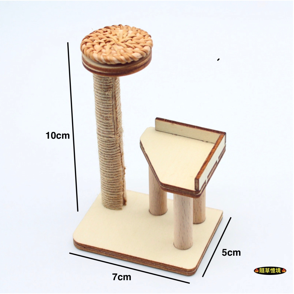 （木質手作）迷你仿真 貓台 貓抓 貓爬架 貓咪 玩耍 玩具 貓玩具 客廳 傢具 娃娃屋 袖珍 微縮 食玩 微景觀 模型-細節圖2