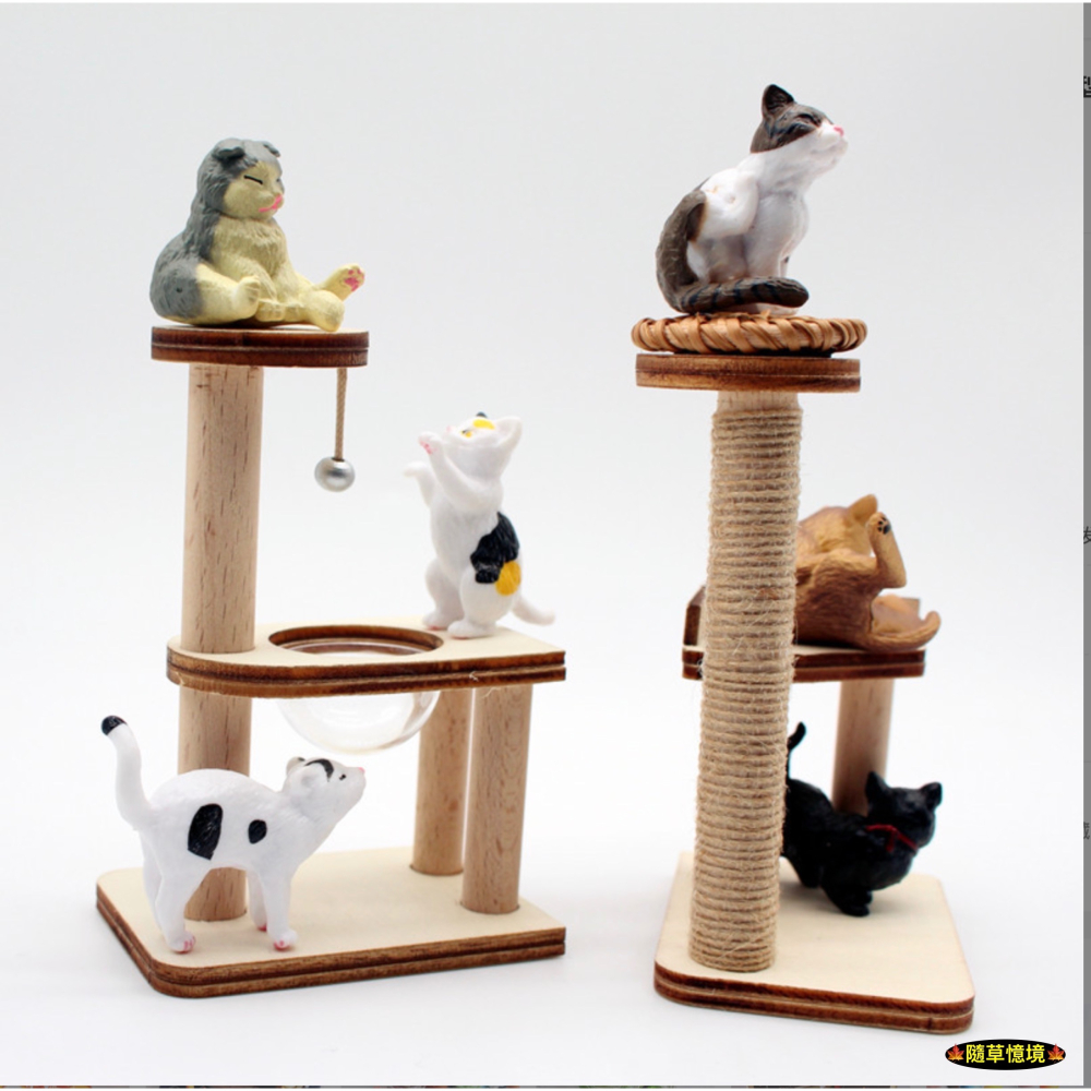 （木質手作）迷你仿真 貓台 貓抓 貓爬架 貓咪 玩耍 玩具 貓玩具 客廳 傢具 娃娃屋 袖珍 微縮 食玩 微景觀 模型-細節圖5