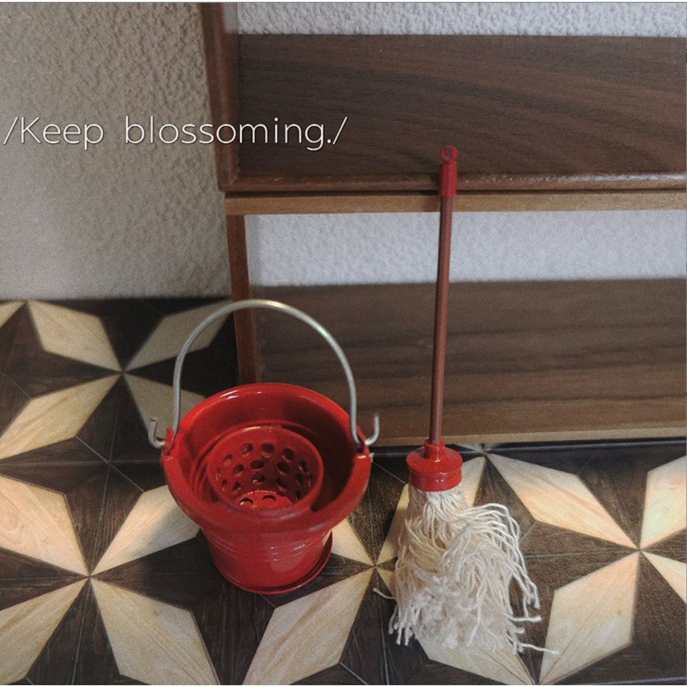 （全套3件套）迷你 拖把 水桶 好神拖 瀝水器 清潔用具 打掃工具 掃具 微縮模型 食玩模型 微縮場景-細節圖3