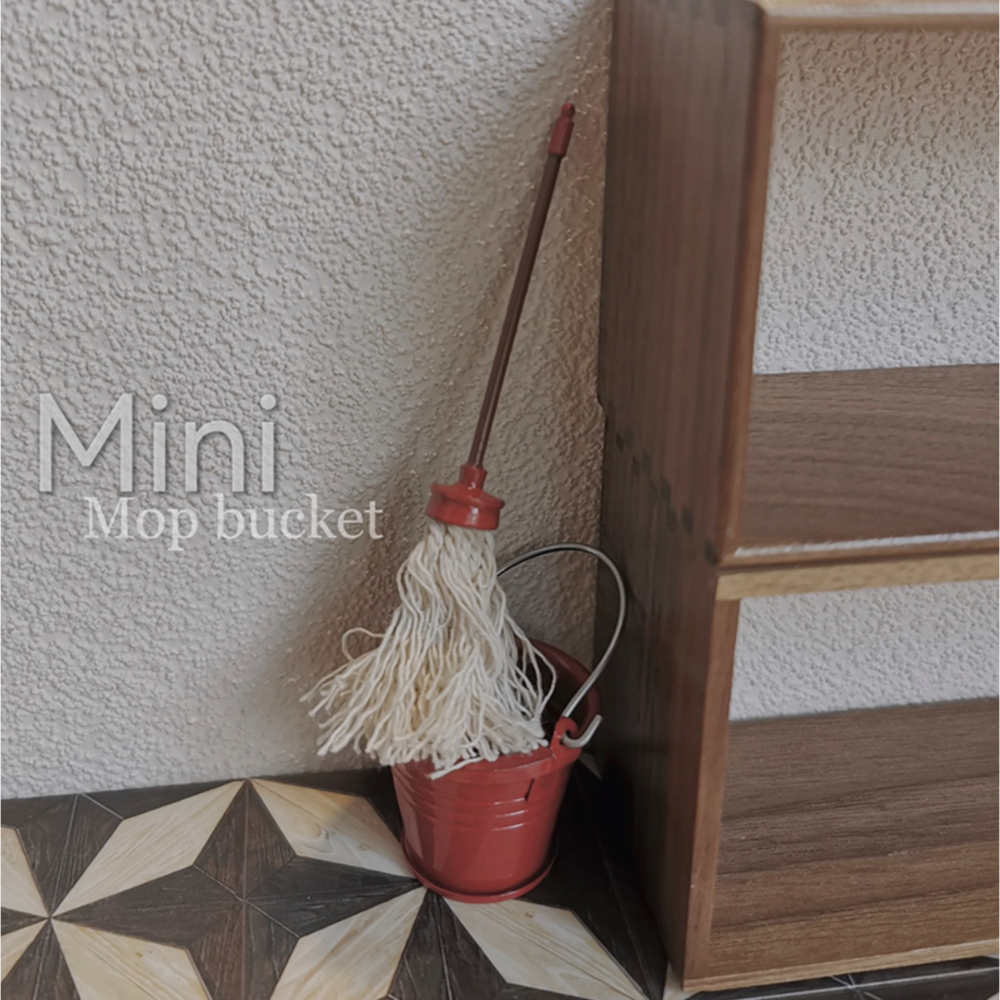 （全套3件套）迷你 拖把 水桶 好神拖 瀝水器 清潔用具 打掃工具 掃具 微縮模型 食玩模型 微縮場景-細節圖4
