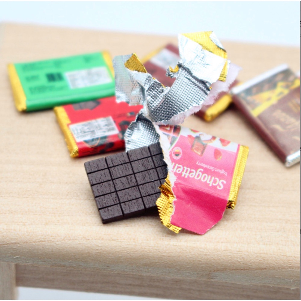 （4件套可拆）迷你仿真 巧克力 巧克力磚 糖果 零食 甜食 黑巧克力 娃娃屋 袖珍 微縮 食玩 微景觀 模型-細節圖2
