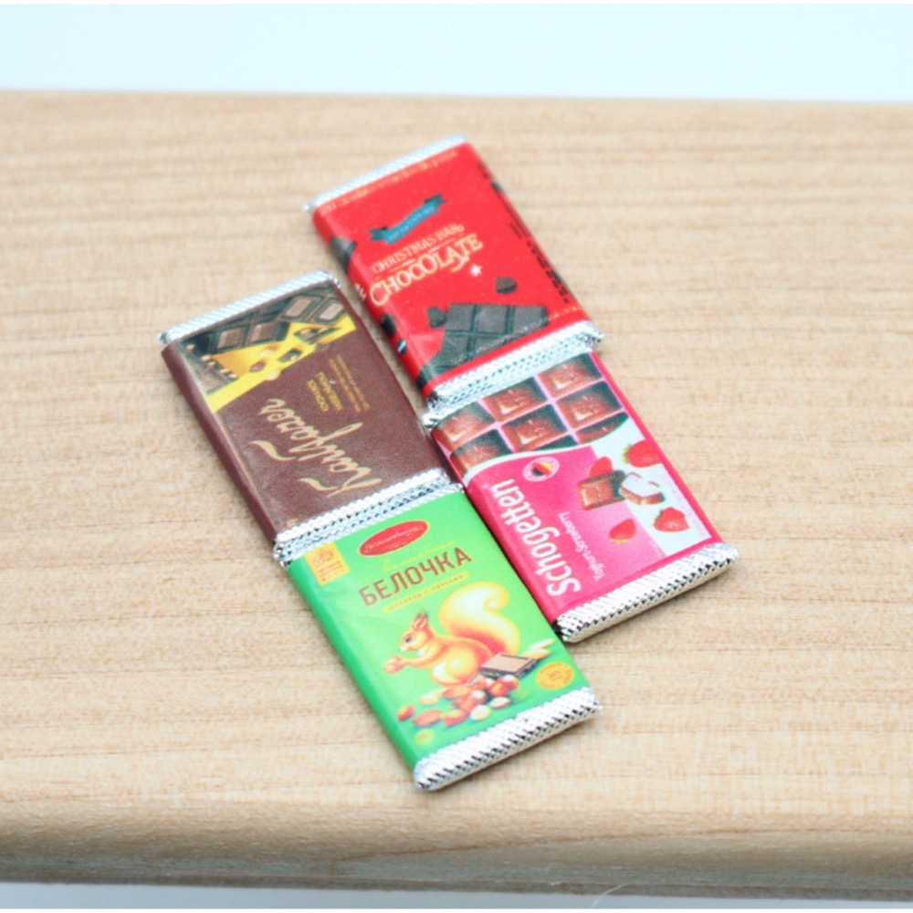（4件套可拆）迷你仿真 巧克力 巧克力磚 糖果 零食 甜食 黑巧克力 娃娃屋 袖珍 微縮 食玩 微景觀 模型-細節圖4