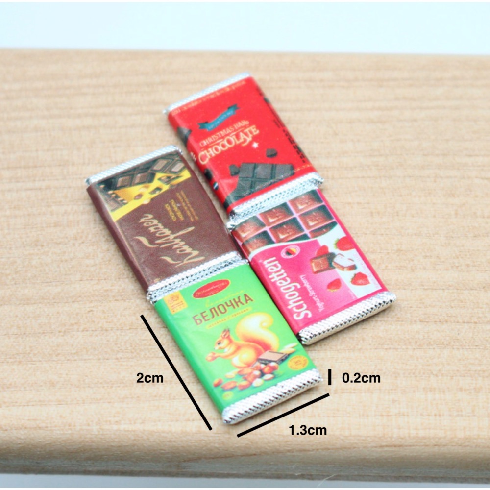 （4件套可拆）迷你仿真 巧克力 巧克力磚 糖果 零食 甜食 黑巧克力 娃娃屋 袖珍 微縮 食玩 微景觀 模型-細節圖6