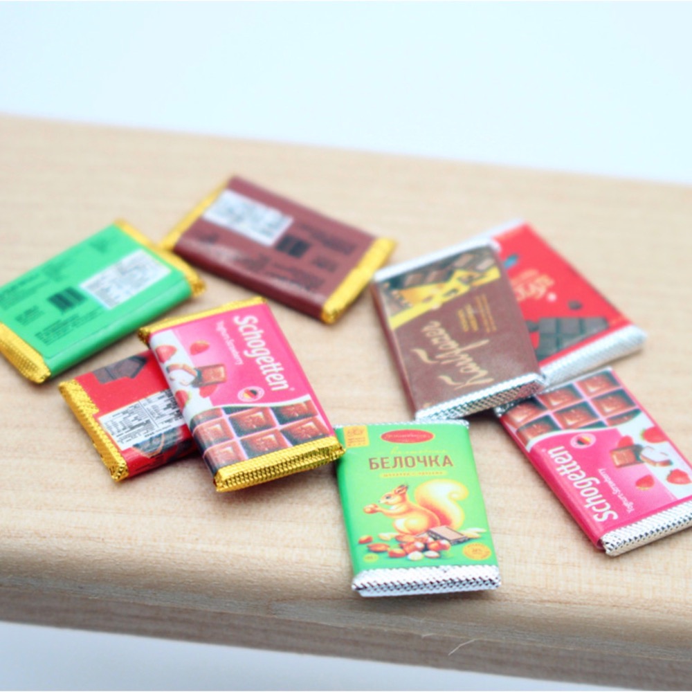 （4件套可拆）迷你仿真 巧克力 巧克力磚 糖果 零食 甜食 黑巧克力 娃娃屋 袖珍 微縮 食玩 微景觀 模型-細節圖7