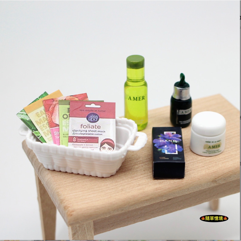（10件套）迷你仿真 面膜 香水 保養液 乳液 綿羊油 化妝品 保養品 浴室用品 娃娃屋 袖珍 微縮 微景觀 模型-細節圖2