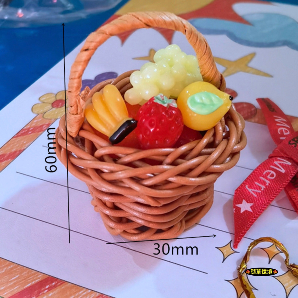 （可拆套裝）迷你仿真 綜合水果 水果籃 果籃 拜拜 水果 送禮 香蕉 手提籃 娃娃屋 袖珍 微縮 食玩 微景觀 模型-細節圖2
