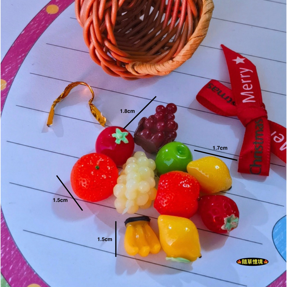 （可拆套裝）迷你仿真 綜合水果 水果籃 果籃 拜拜 水果 送禮 香蕉 手提籃 娃娃屋 袖珍 微縮 食玩 微景觀 模型-細節圖3