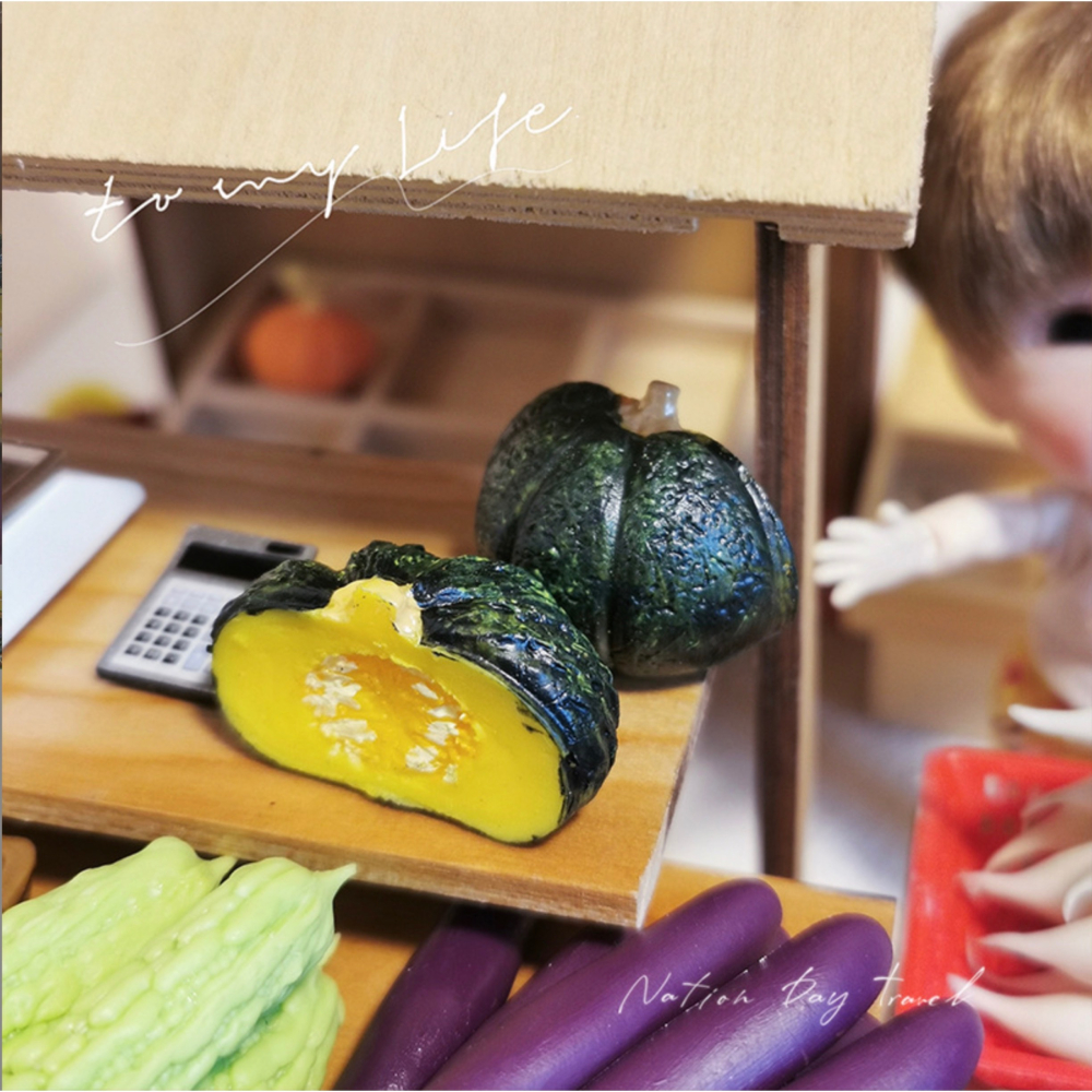 （極度仿真）迷你仿真 苦瓜 南瓜 茄子 絲瓜  大號 蔬菜 D161 娃娃屋 袖珍 微縮 食玩 微景觀 模型-細節圖7