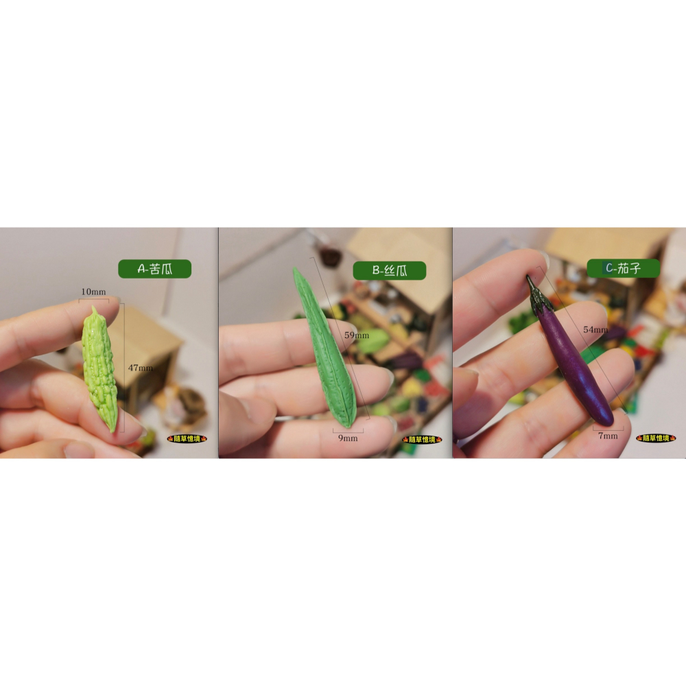 （極度仿真）迷你仿真 苦瓜 南瓜 茄子 絲瓜  大號 蔬菜 D161 娃娃屋 袖珍 微縮 食玩 微景觀 模型-細節圖8