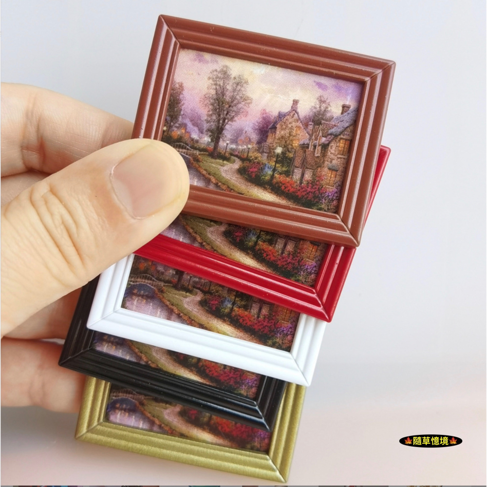 （金屬框）迷你仿真 歐式 油畫 名畫 山水畫 鄉間 風景畫 掛畫 娃娃屋 袖珍 微縮 食玩 微景觀 模型-細節圖5