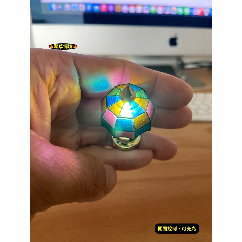 （2款可發光）迷你仿真 台燈 吊燈 檯燈 桌燈 led燈 彩燈 彩繪 彩虹玻璃 娃娃屋 袖珍 微縮 食玩 微景觀 模型-細節圖5