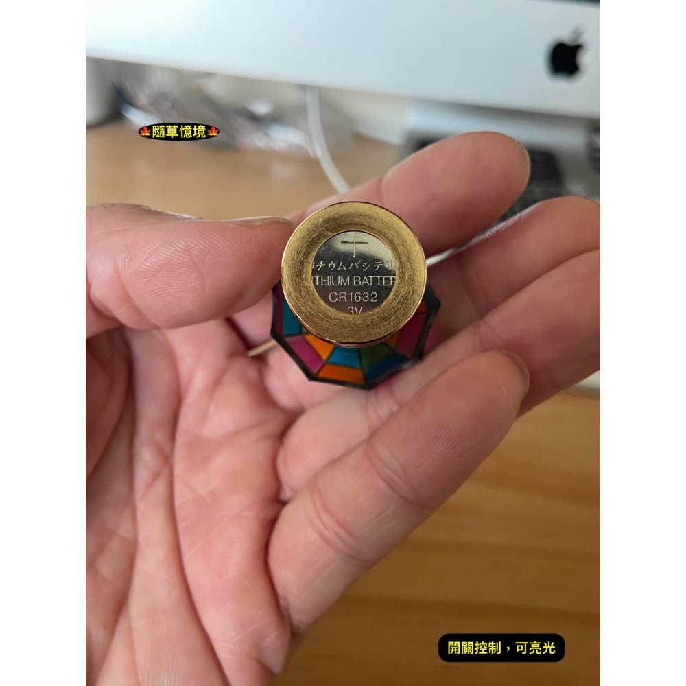 （2款可發光）迷你仿真 台燈 吊燈 檯燈 桌燈 led燈 彩燈 彩繪 彩虹玻璃 娃娃屋 袖珍 微縮 食玩 微景觀 模型-細節圖8