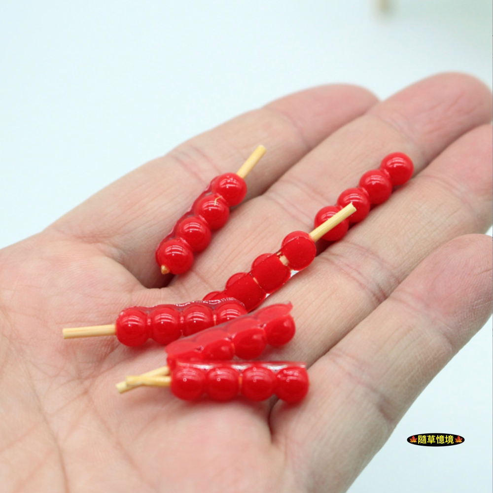 （全套7件組）迷你仿真 古早味 冰糖葫蘆 糖葫蘆 棒棒糖 糖果 桿子串 娃娃屋 袖珍 微縮 食玩 微景觀 模型-細節圖4