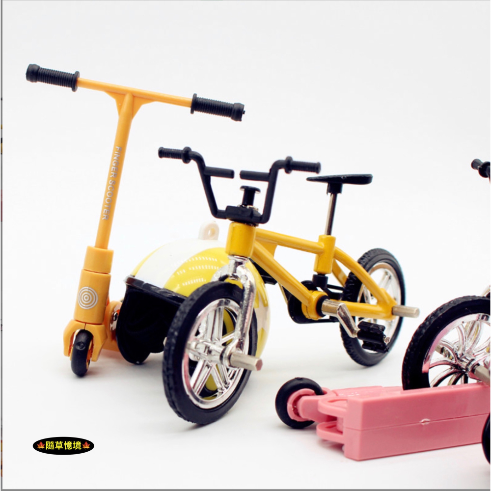 （三件套）迷你仿真 自行車 滑板車 安全帽 頭盔 腳踏車 室外場景 娃娃屋 袖珍 微縮 食玩 微景觀 模型-細節圖8