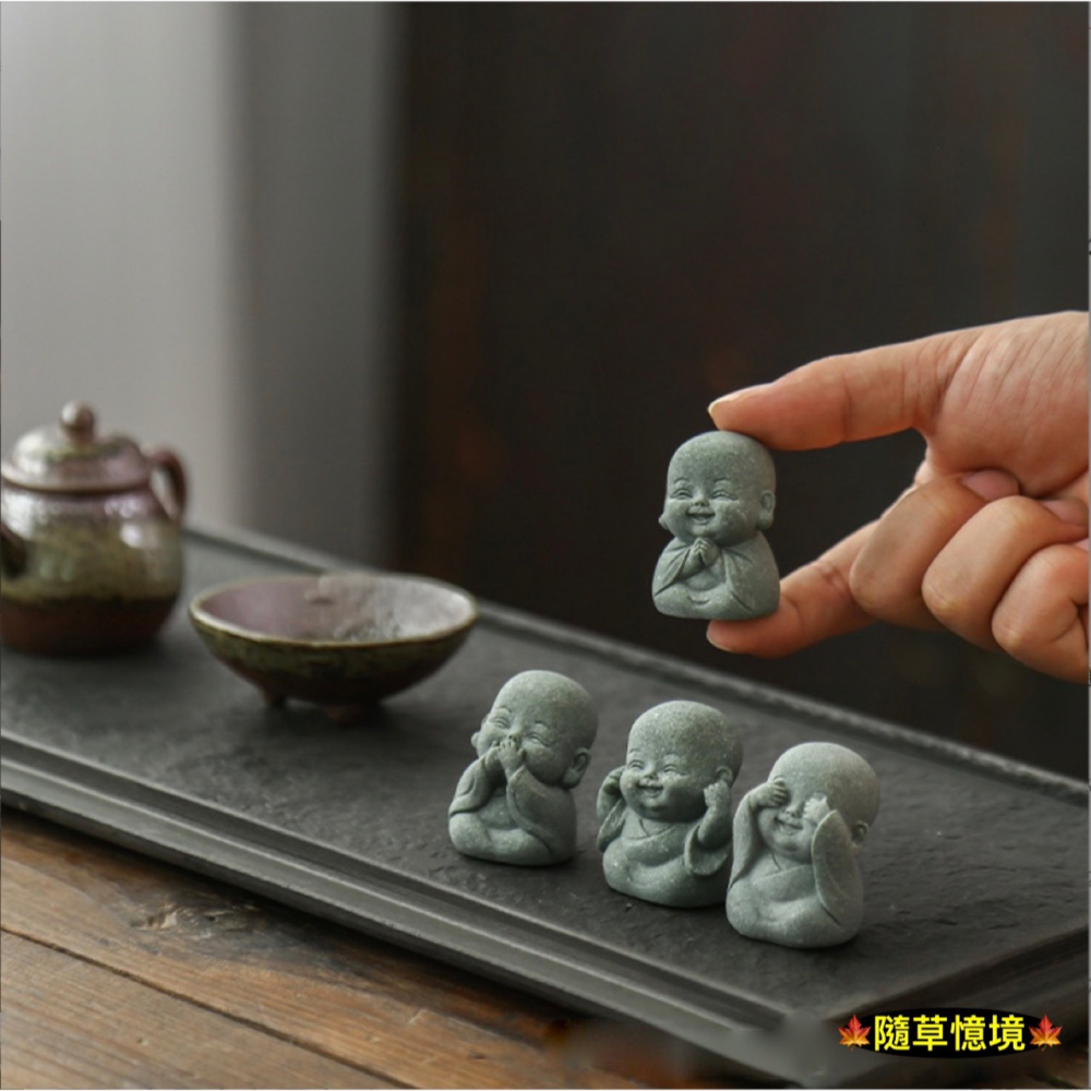 （水泥石雕）棋琴書畫 四不 表情 沙彌  下棋 和尚 文青風 中式 禪意 公仔 中國風 禪意 枯山水 盆景 微景觀-細節圖3