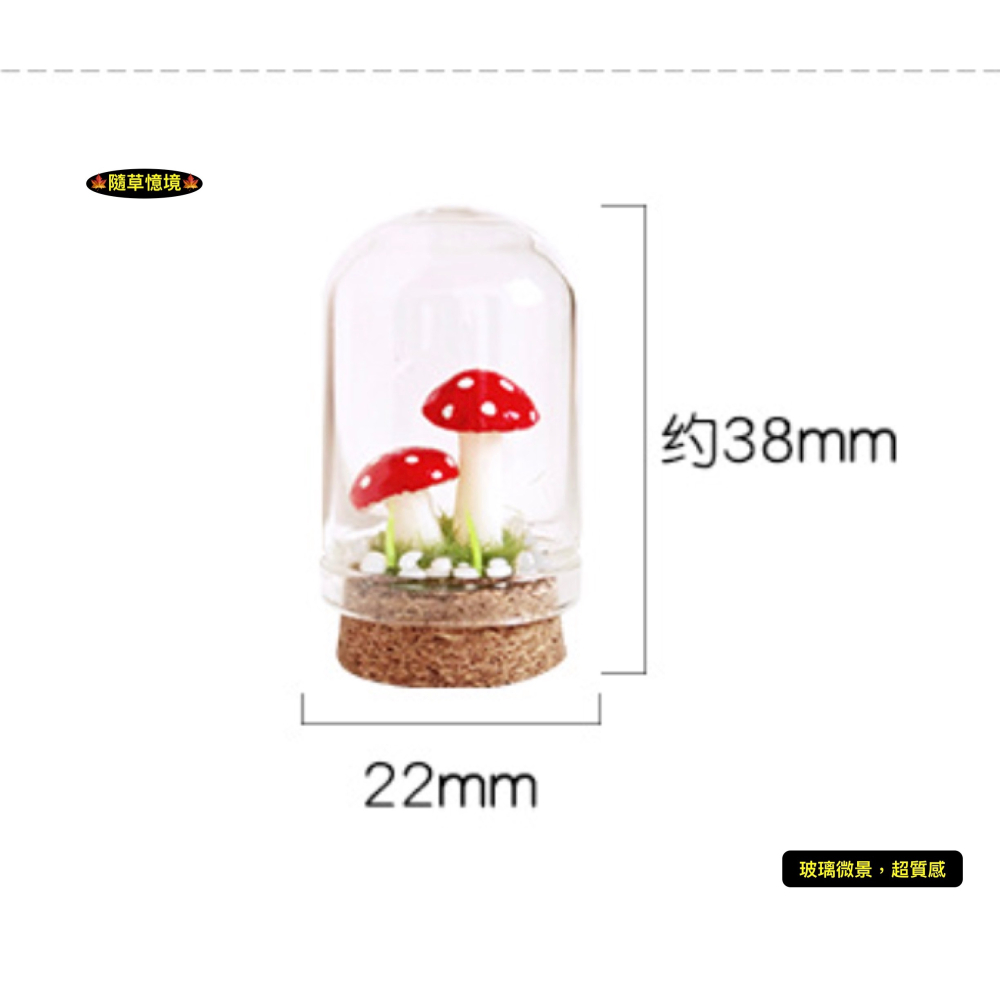 （高檔微景）迷你仿真 蘑菇瓶 微景生態 守護 蘑菇 魔法森林 玻璃生態瓶 K523 娃娃屋 袖珍 微縮 食玩 微景觀模型-細節圖6