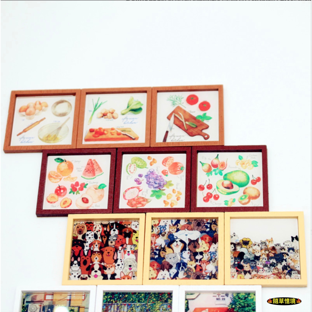 （15款3件套）迷你仿真 插畫 狗狗畫 油畫 水彩畫 畫 壁畫 客廳 現代風 娃娃屋 袖珍 微縮 食玩 微景觀 模型-細節圖8