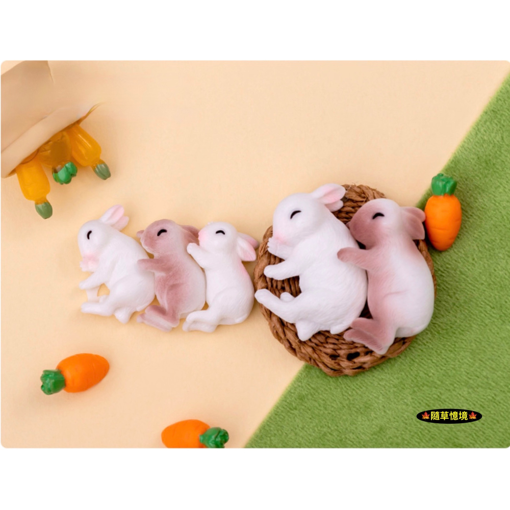 （4款）小白兔 兔子 抱抱兔 可愛 睡覺 兔 兔仔 苔蘚微景觀 園藝 盆景 小動物 娃娃屋 樹脂 擺件 公仔-細節圖4