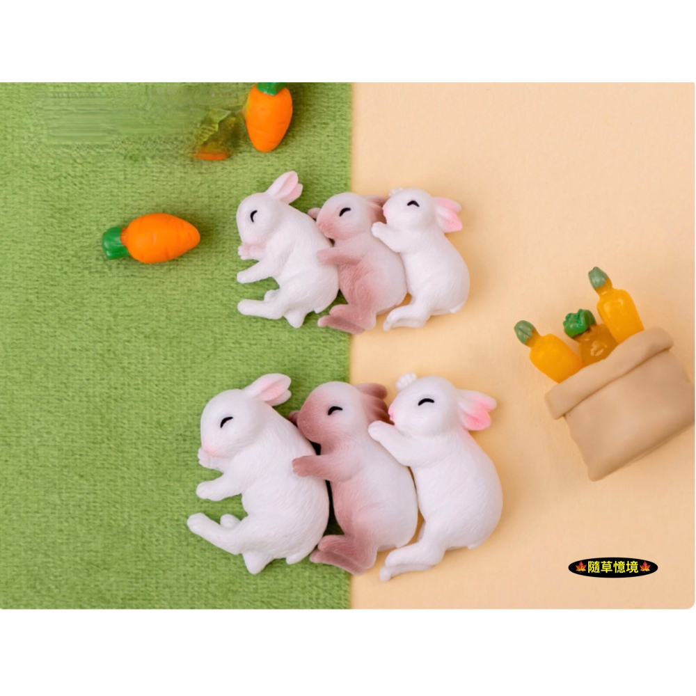 （4款）小白兔 兔子 抱抱兔 可愛 睡覺 兔 兔仔 苔蘚微景觀 園藝 盆景 小動物 娃娃屋 樹脂 擺件 公仔-細節圖5