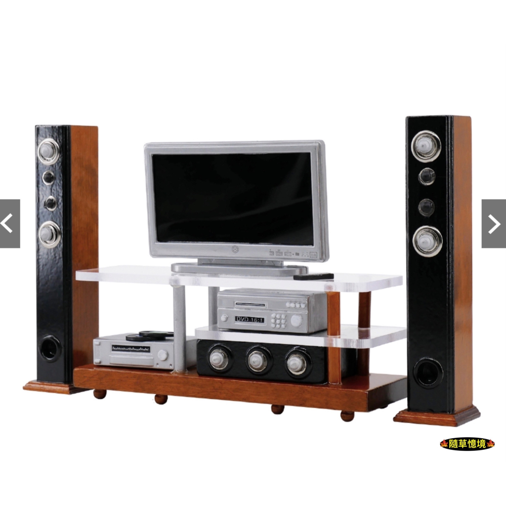 （全套組）迷你仿真 家庭劇院 音響 音箱 電視機 電視櫃 擴大機 懷舊 豪華 娃娃屋 袖珍 微縮 食玩 微景觀 模型-細節圖8