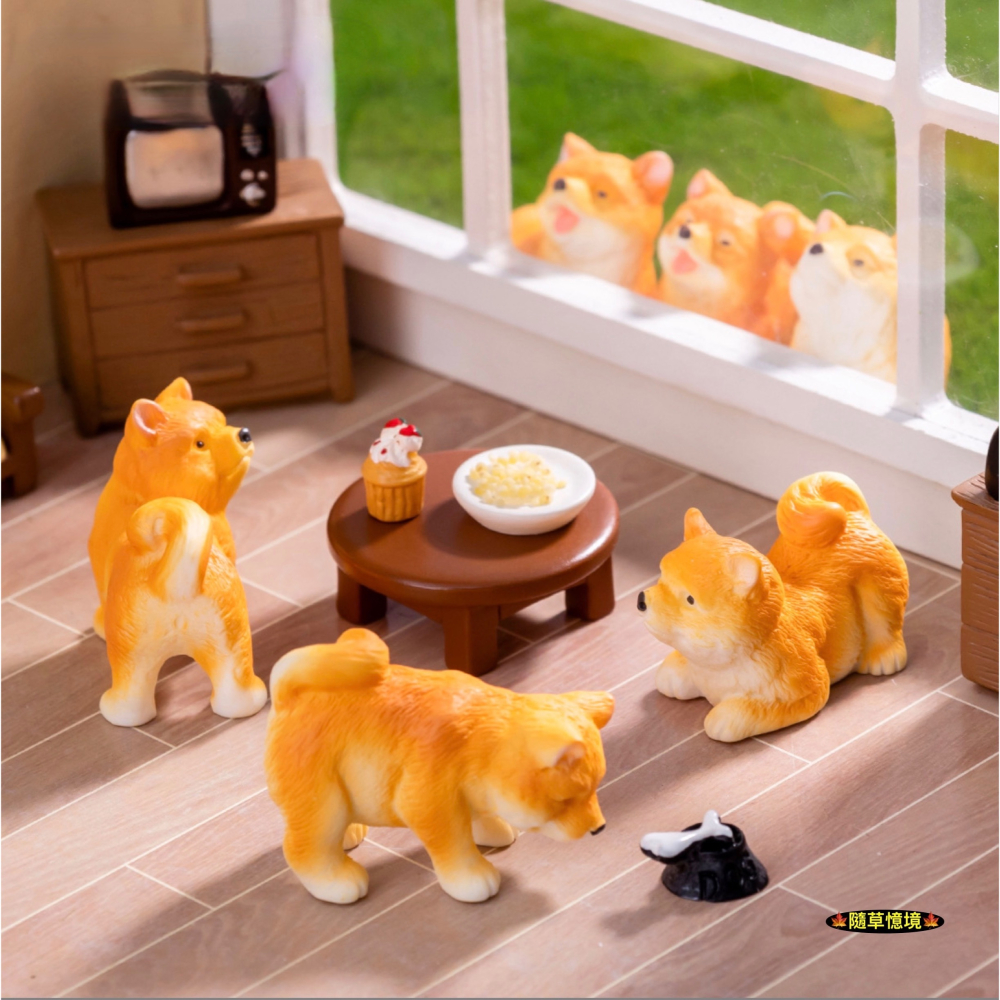 （6款）可愛 柴犬 黃柴 小狗 狗狗 廢柴 財犬 名犬 調皮 狗 娃娃屋 食玩 微景觀 微縮 盆景 魚缸 擺件 模型-細節圖2