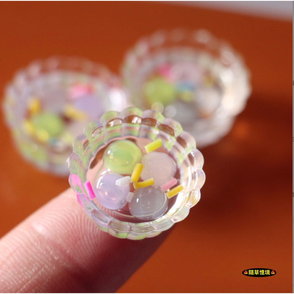 （3件套）迷你仿真 水晶 湯圓 糰子 甜湯 芋圓 抹茶 草莓 圓仔 娃娃屋 袖珍 微縮 食玩 微景觀 模型-細節圖6