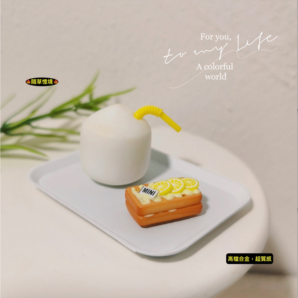 （高檔合金）迷你仿真 托盤 北歐風 餐盤 金屬托盤 收納盤 D162 娃娃屋 袖珍 微縮 食玩 微景觀 模型-細節圖7