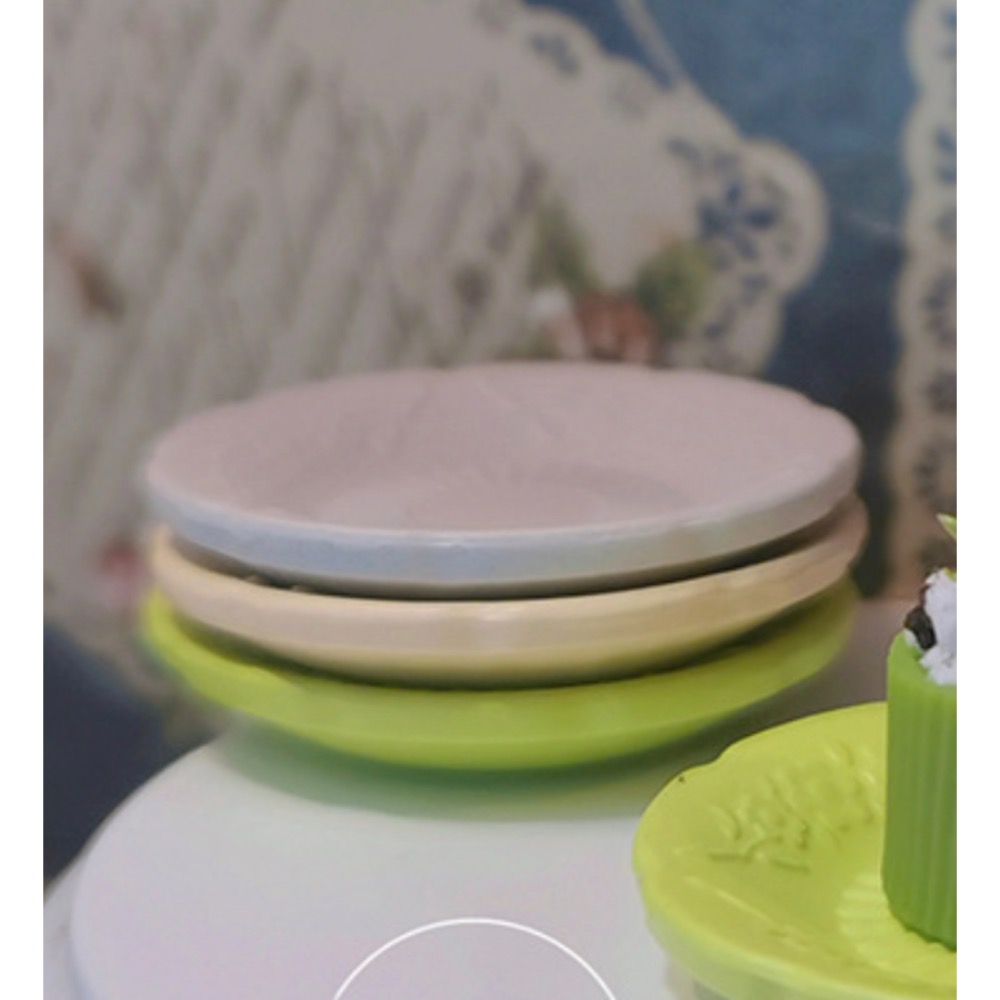 （三色合金）迷你仿真 花紋 圓碟 碟子 盤子 盤 北歐風 圓盤 D184 娃娃屋 袖珍 微縮 食玩 微景觀 模型-規格圖11