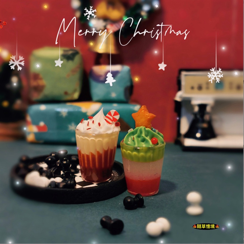 迷你仿真 聖誕節 雪頂拿鐵 聖誕摩卡拿鐵 開心聖誕拿鐵 拿鐵 飲料 I349娃娃屋 袖珍 微縮 食玩 微景觀 模型-規格圖10