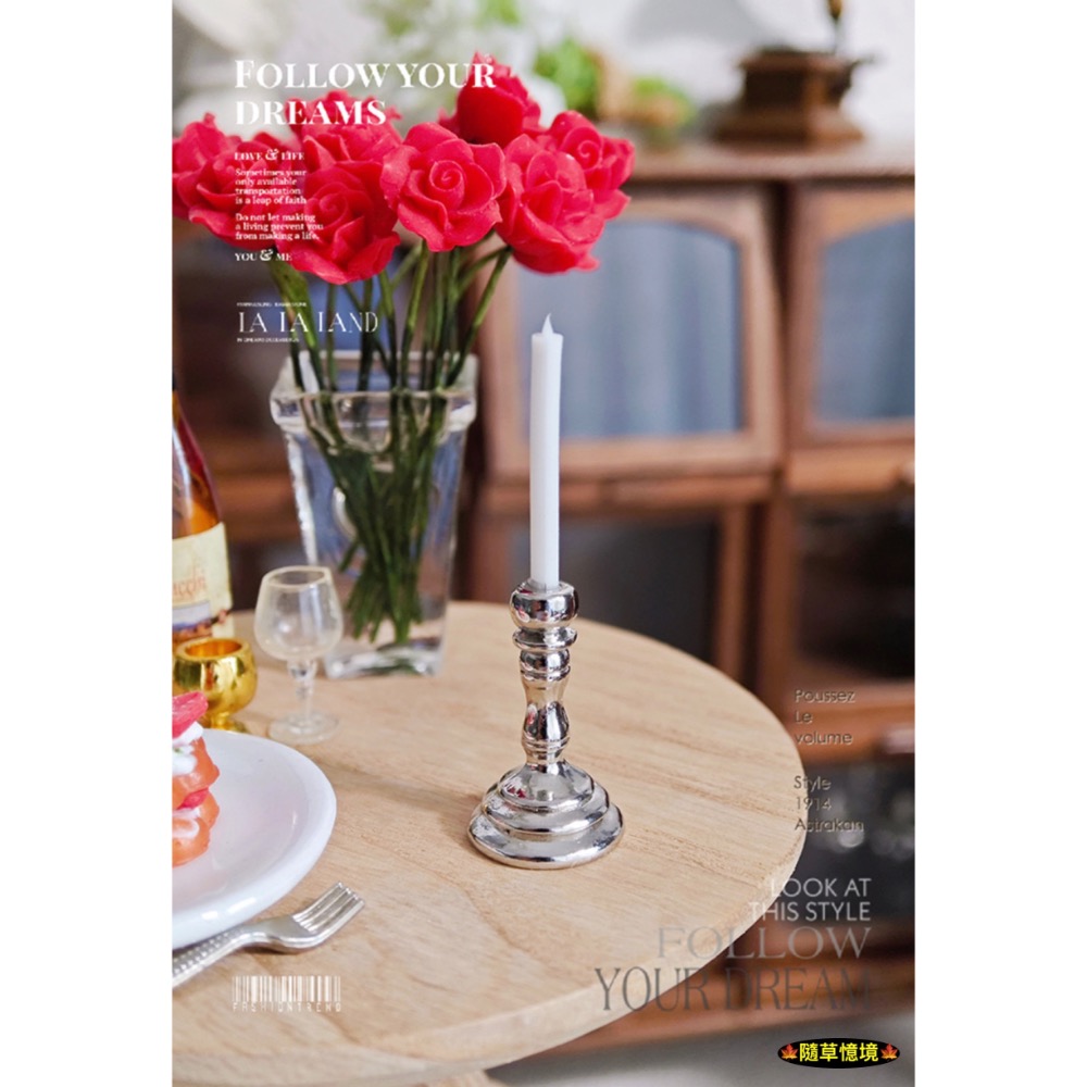 （3色合金）迷你仿真 蠟燭台 金/銀/黑色燭台 蠟燭 燭台 燭光 F125 娃娃屋 袖珍 微縮 食玩 微景觀模型-規格圖10