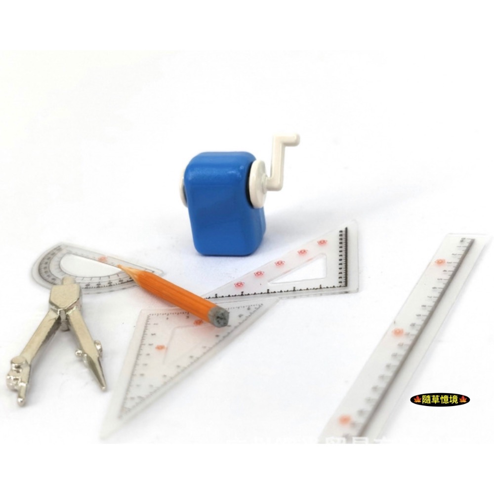 （7件套裝）迷你仿真 削鉛筆機 削筆機 圓規 尺 鉛筆 三角尺 學習 文具 用品 模型 娃娃屋 袖珍 微縮 食玩 微景觀-規格圖8
