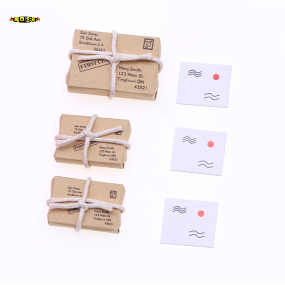 （7件套）迷你仿真 信箱 郵箱 明信片 包裹 郵件 聖誕節 BJD 娃娃屋 袖珍 微縮 食玩 微景觀 模型-細節圖3