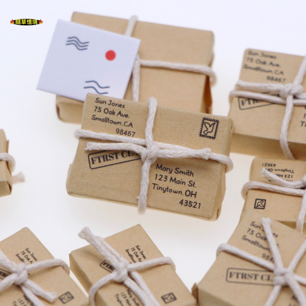 （7件套）迷你仿真 信箱 郵箱 明信片 包裹 郵件 聖誕節 BJD 娃娃屋 袖珍 微縮 食玩 微景觀 模型-細節圖7