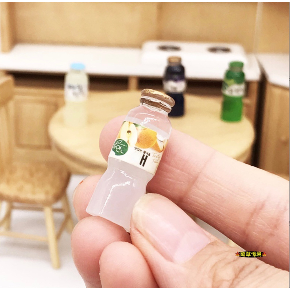 （4款）迷你仿真 果汁 飲料 綠茶 葡萄汁 芭樂汁 蜜桃 韓國 保特瓶 袖珍 娃娃屋 袖珍 微縮 食玩 微景觀 模型-細節圖5
