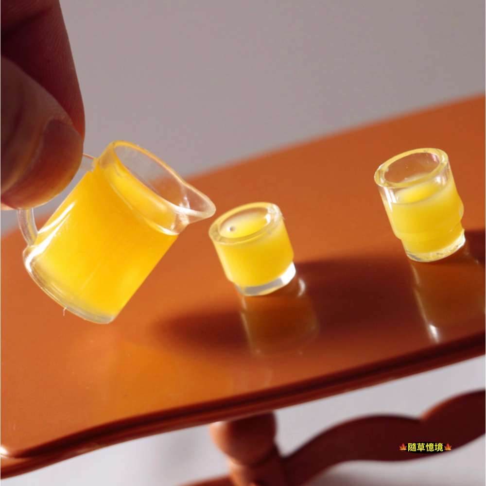 （六款式）迷你仿真 柳橙汁 開水壺 牛奶壺 果汁 牛奶杯 水杯 開水 水壺 食玩 娃娃屋 微縮場景 微景觀 模型-細節圖6