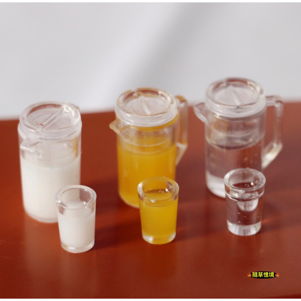 （六款式）迷你仿真 柳橙汁 開水壺 牛奶壺 果汁 牛奶杯 水杯 開水 水壺 食玩 娃娃屋 微縮場景 微景觀 模型-細節圖10